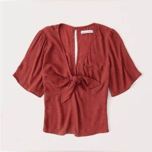 Abercrombie Tie-Front Blouse in Red Dot Size Small